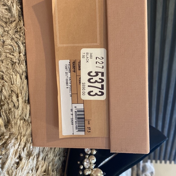 miu miu - black satin pumps, embellished with pearls and crystals - Picture 8 of 9